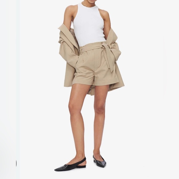 Anine Bing Pants - Anine Bing Kinsley Paperbag Waist Shorts